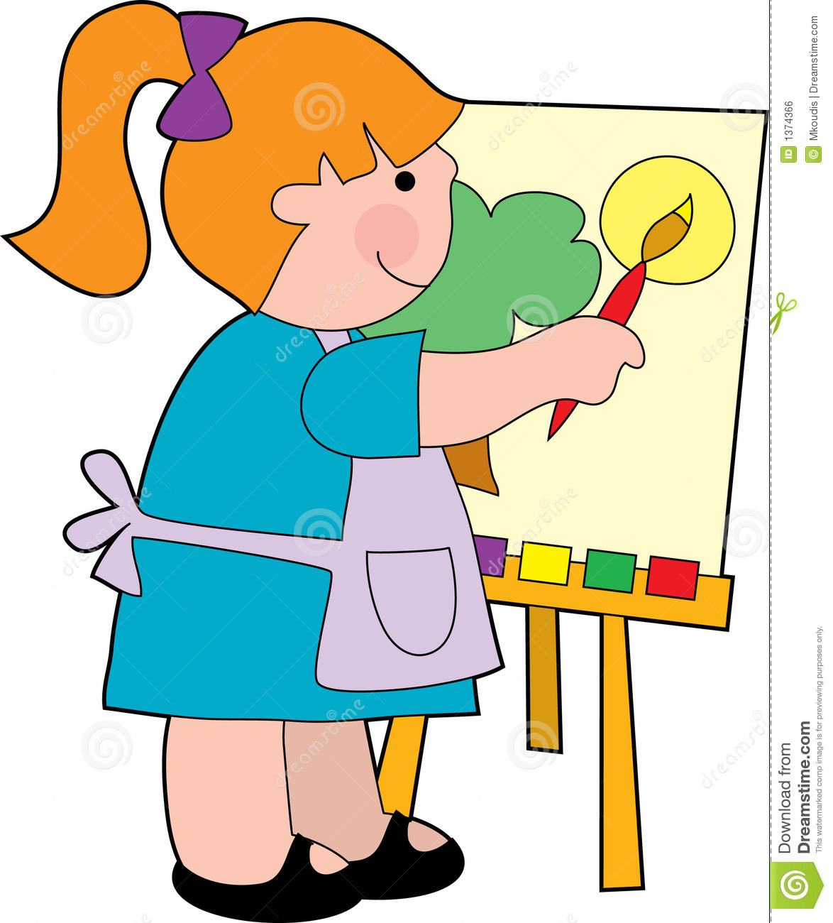 Girl Painting Royalty Free St - Clipart Painting