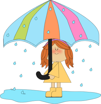 Girl Playing in the Rain - Raining Clipart