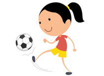 Girl Playing Soccer Kicking B - Clipart Soccer