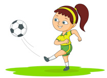 Girl Playing Soccer Kicks Bal - Clipart Soccer