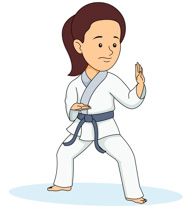 Girl Practicing Karate Kick Clipart Size: 82 Kb