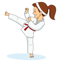 Girl Practicing Karate Kick Clipart Size: 82 Kb