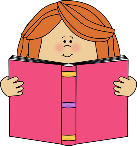 Girl Reading a Book Clip Art