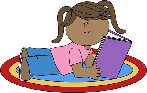 Little Girl Reading a School 