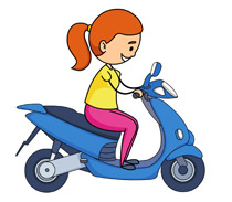 girl riding on blue scooter clipart. Size: 36 Kb