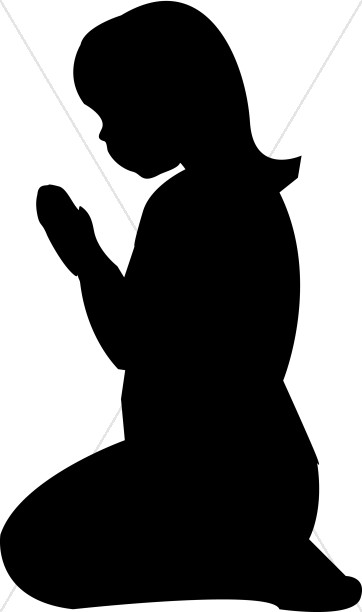 Girl Silhouette Kneeling - Clip Art Prayer