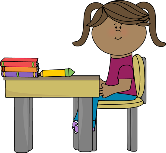 Girl Student At Desk Clipart  - Student At Desk Clipart