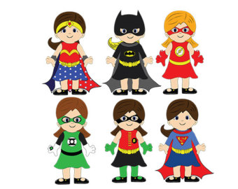 Girl Superhero - Superhero Clip Art - Digital Clipart - PNG - JPG - Hand Drawn - Limited Commercial - Instant Download - Digital Stamp