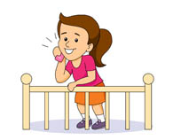 girl talking on phone leaning on railing. Size: 52 Kb