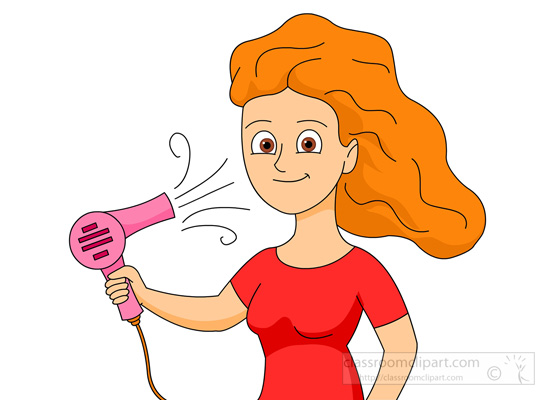 girl using blow dryer on hair