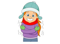 girl wearing winter clothes shivering in cold clipart. Size: 83 Kb