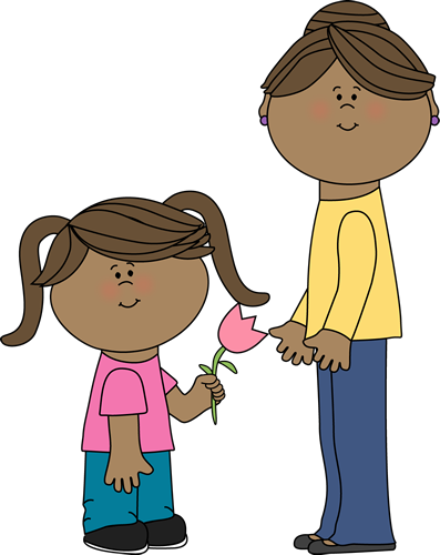 Girl with Flower for Mom - Clipart Mother