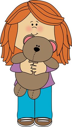 Girl with Teddy Bear Clip Art - Girl with Teddy Bear Image