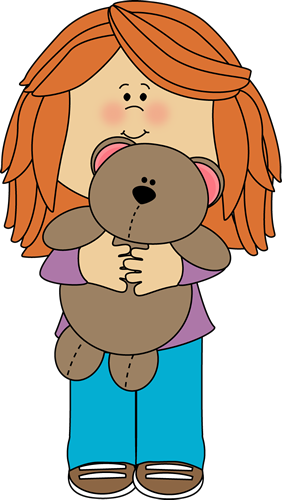 Girl with Teddy Bear - Cute Kid Clipart
