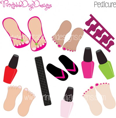 Girls Beauty Pedicure Pedi Graphics Clipart Set