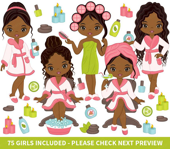 75 Spa Girls Clipart - Vector Spa Girl, Spa Party Clipart, Spa Clipart,  African American Clipart, Beauty Clipart, Spa Girl Clip Art