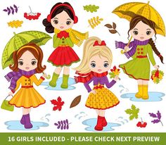Autumn Girls Clipart - Vector Autumn Clipart, Fall Girl Clipart, Autumn  Girl Clipart, Autumn Kids Clipart, Autumn Girl Clip Art
