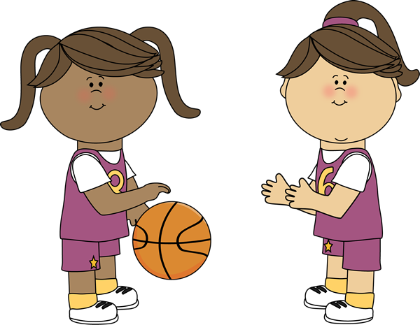 Girls Playing Basketball - Clipart Basketball Player