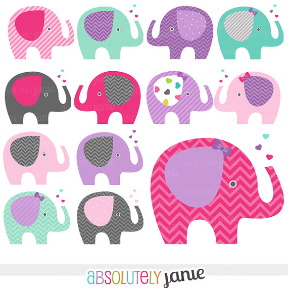 Girly Clip Art. Purple baby, Baby elephants .