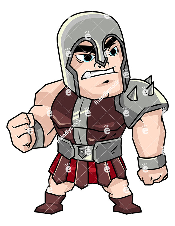 Angry Gladiator In Heavy Armour - Cartoon Character