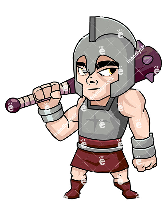 Gladiator Carrying A Mace On His Shoulder - Cartoon Character