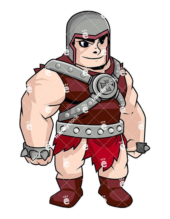 Muscular Gladiator In Full Gear - Cartoon Character