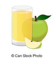 ... glass of apple juice and green apples isolated on white