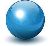 glass sphere; blue sphere ...