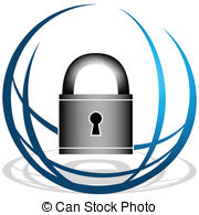 ... Global Security Icon - An image of a globe and padlock.