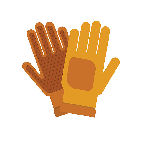 Gardening flat yellow gloves for work isolated on white background vector  art illustration