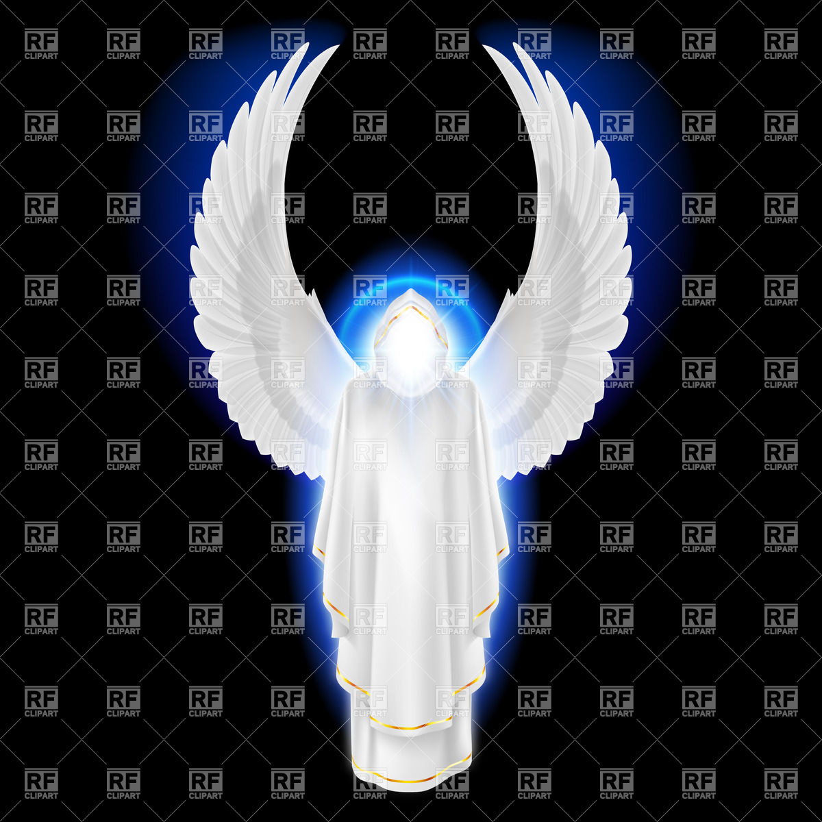 Guardian angel with wings and glowing halo Royalty Free Vector Clip Art