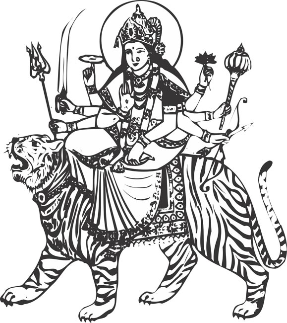 579x650 Goddess clipart lord  - Goddess Durga Maa Clipart