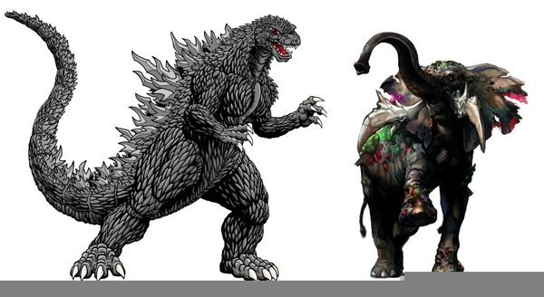 Green cartoon Godzilla monste