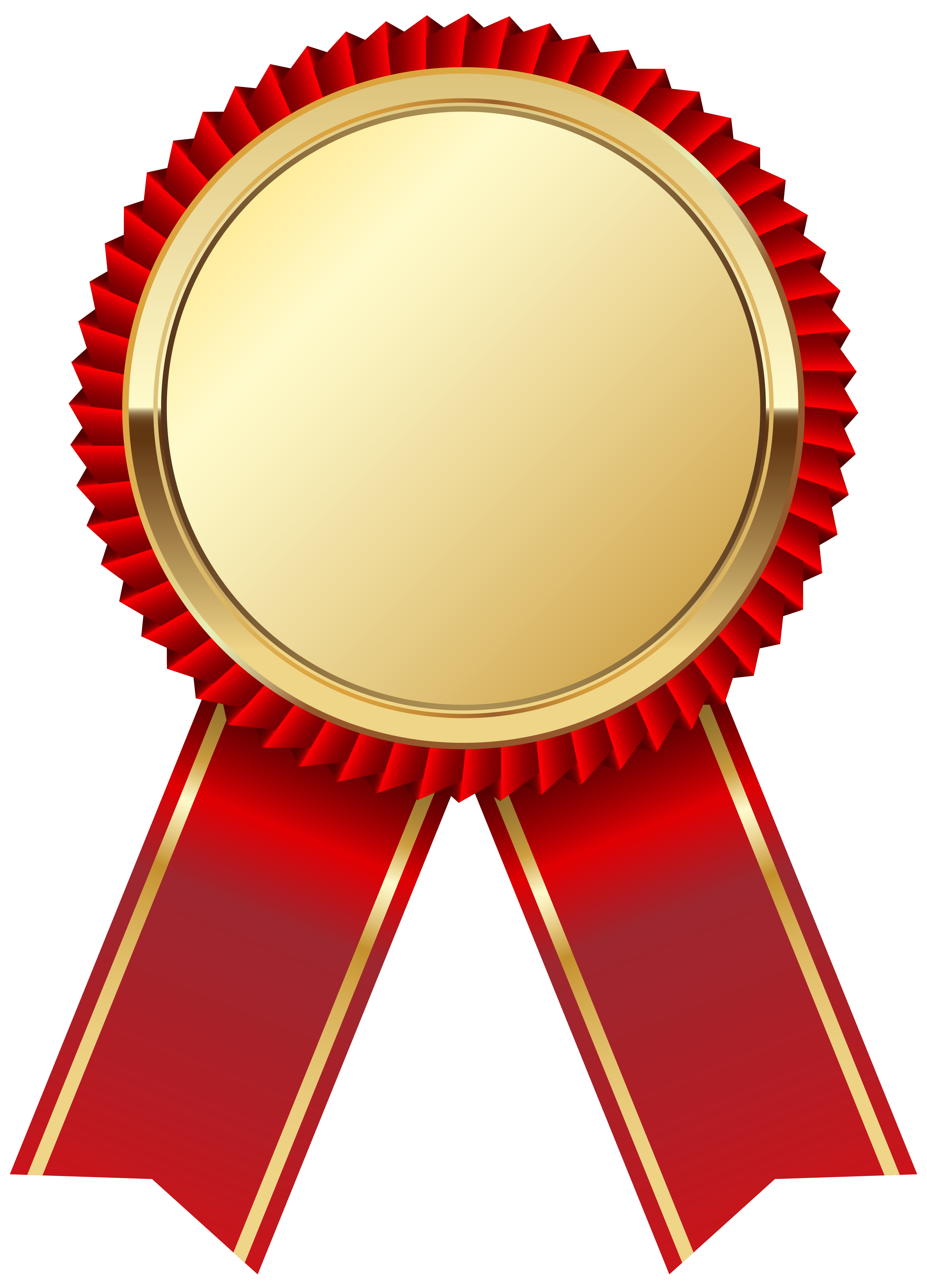 Gold Medal with Red Ribbon PNG Clipart Picture