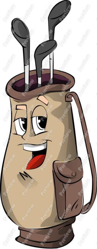 Golf Bag Character Clip Art - Royalty Free Clipart - Vector Cartoon .