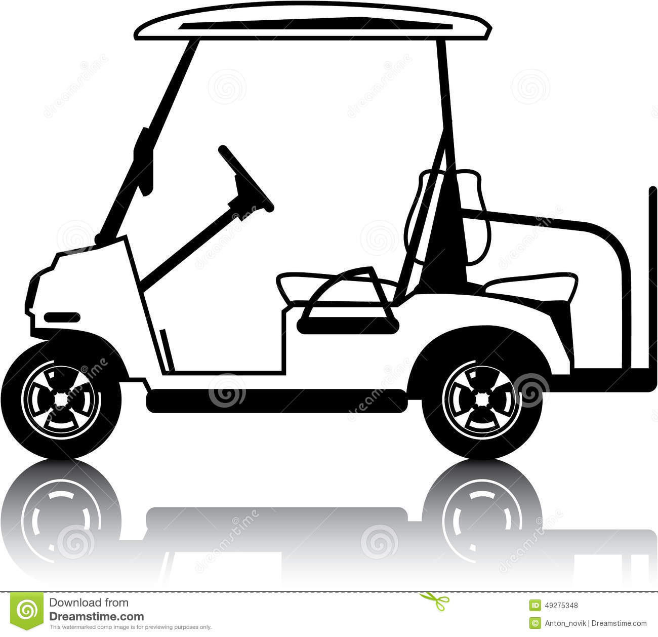 golf cart on golf course. Siz