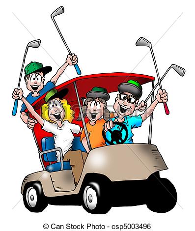 golf Clip Artby hoperan38/775; Golfing Family - Image of a family playing golf, and riding.