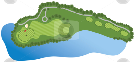 Golf Course Hole Stock Vector Clipart Golf Course Hole With Bunker