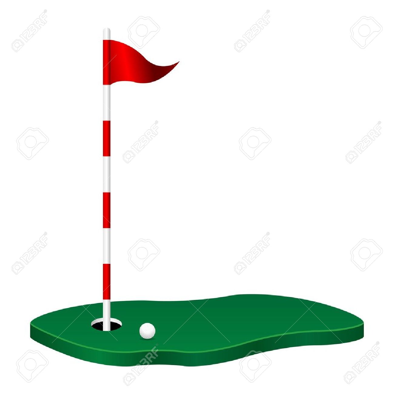 golf flag: Golf theme with green flag pole and ball