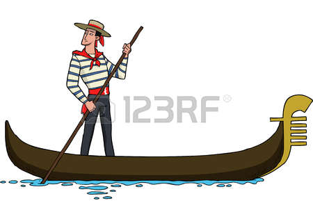 gondola: Cartoon gondolier on a gondola vector illustration