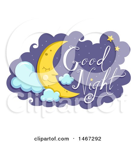 Happy Sleeping Crescent Moon With Good Night Text by BNP Design Studio