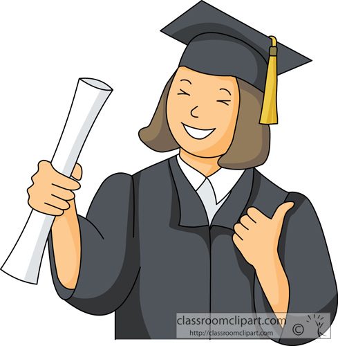 graduate with cap gown holding books. Size: 45 Kb