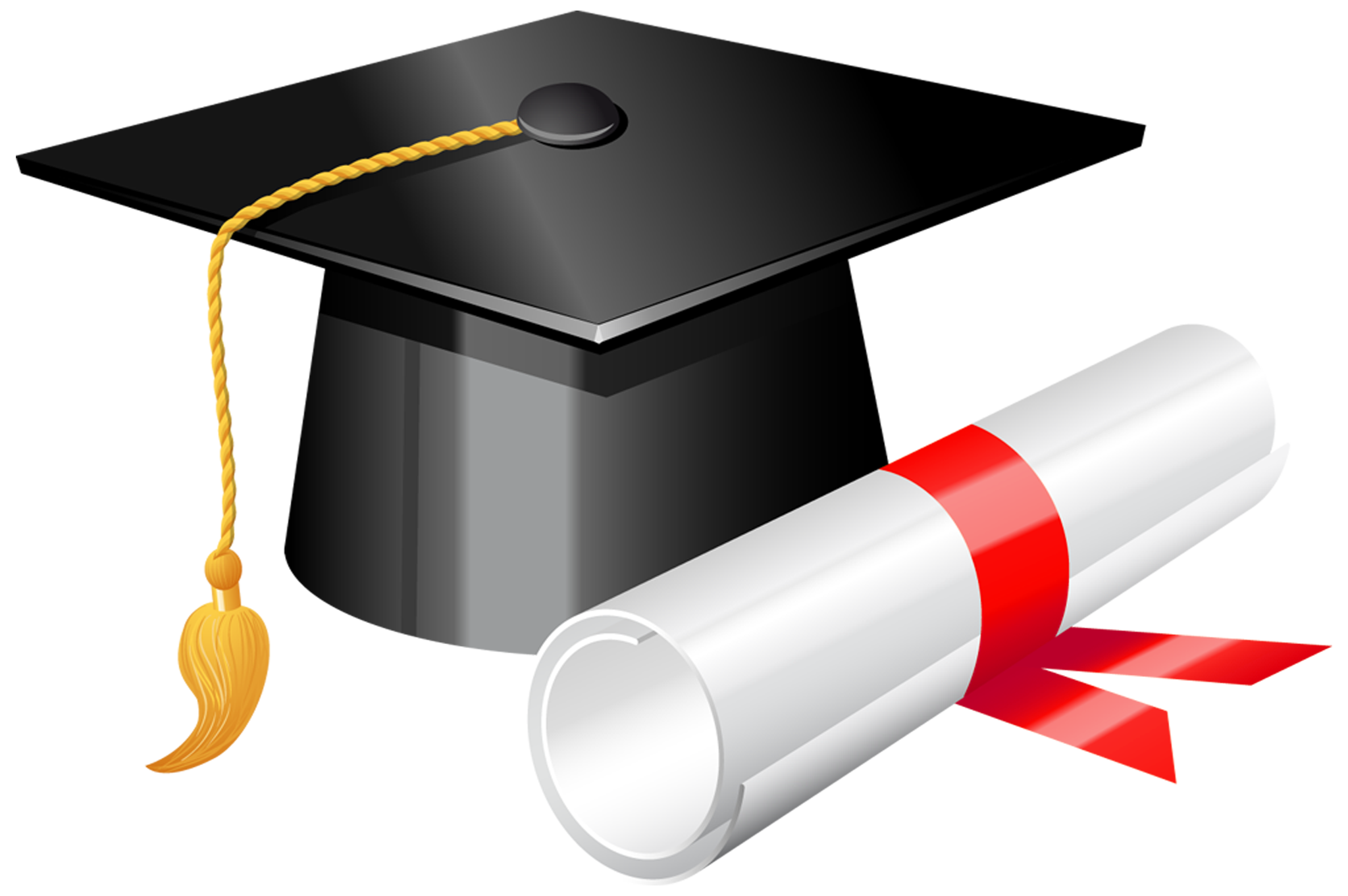 Graduation Cap with Diploma . - Cap And Diploma Clipart