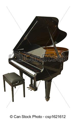 ... grand piano - open wing baby grand piano isolated on white