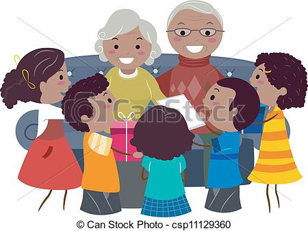 ... Grandparents Presents - Illustration of Kids Giving Presents.