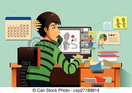 Graphic designer working on his computer - csp27189814