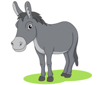 donkey eating grass. Size: 63