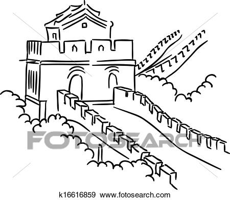 Clip Art - Great Wall in China. Fotosearch - Search Clipart, Illustration  Posters,