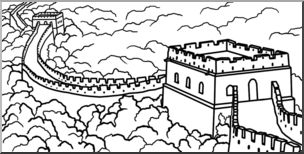 Clip Art: Great Wall of China Bu0026W I abcteach clipartlook.com - preview 1