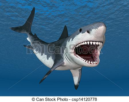 ... Great White Shark - Computer generated 3D illustration with.